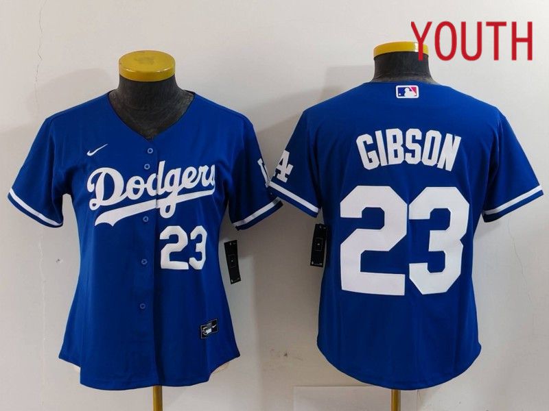 Youth Los Angeles Dodgers #23 Gibson Blue Nike Game 2024 MLB Jersey style 4->youth mlb jersey->Youth Jersey